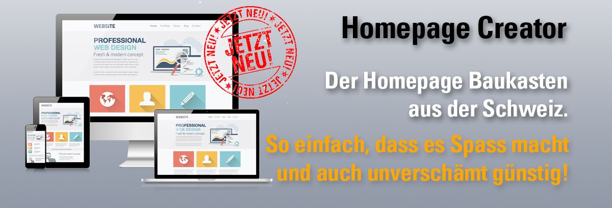 Homepage Creator, Homepage-Baukasten aus der Schweiz